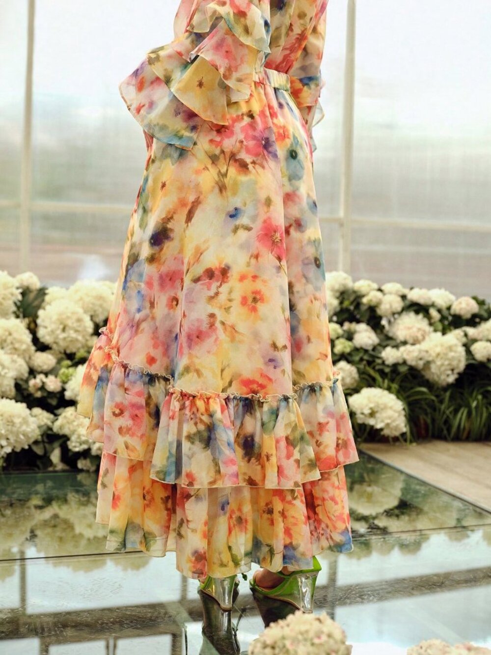 Multicolor Boho Womens Premium Romantic Elegant floral Printed ruffle maxi Skirt - Picture 3 of 7